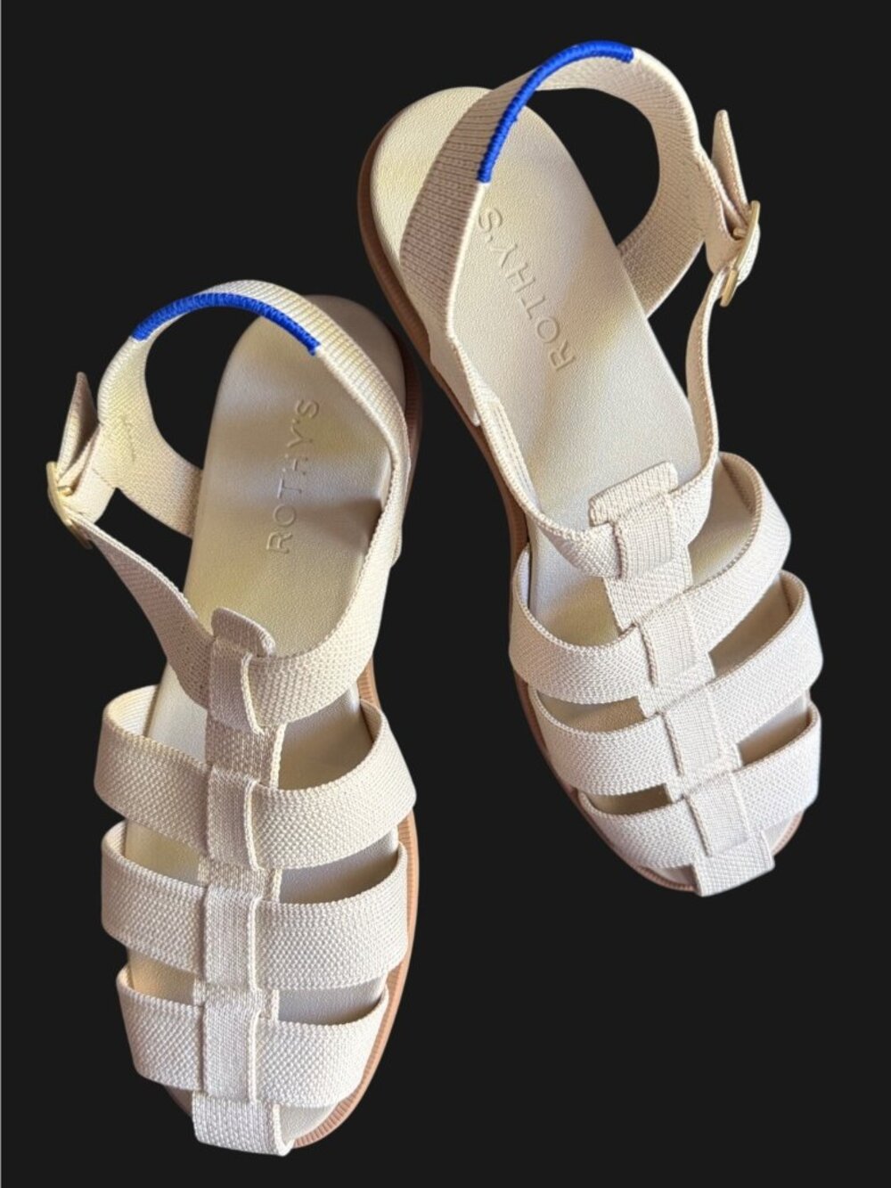 size 8 new Womens Rothy's cream fisherman sandals in "coconut" strappy buckle an - Picture 3 of 11